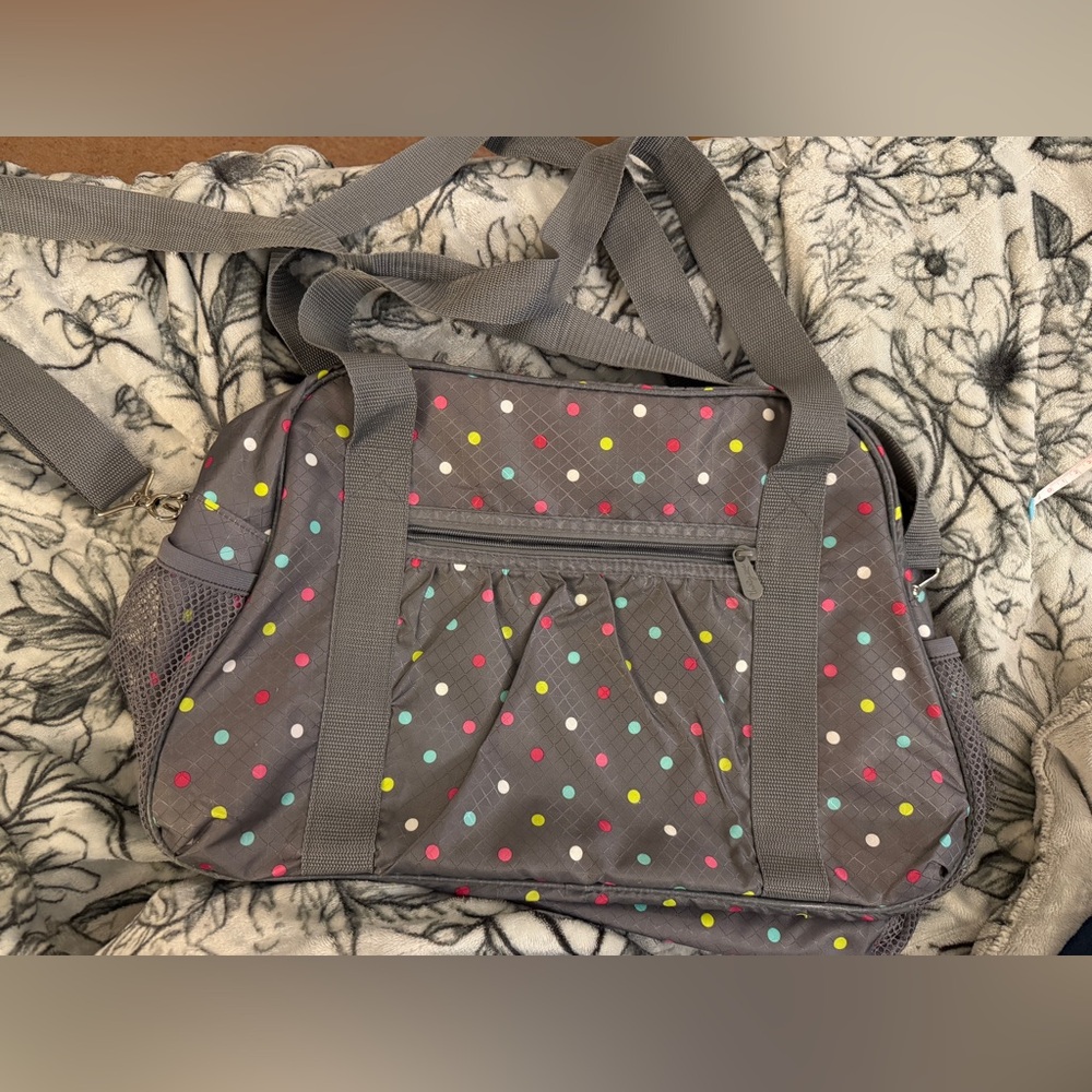 Thirty-One Duffel Bag - Gray with Multicolor Accents